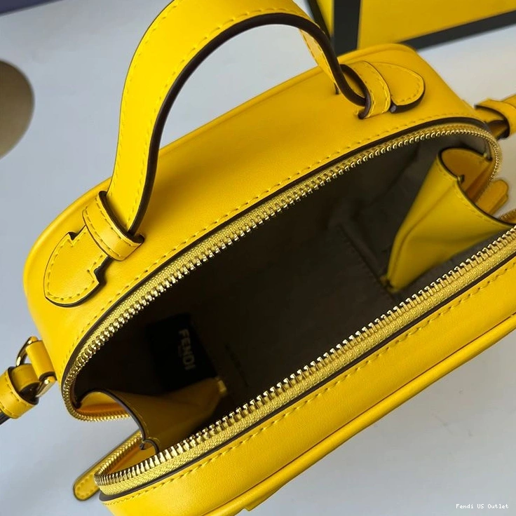 Vintage HOT Yellow In Fendi Camera Case Mini O'Lock Calf Leather 0801